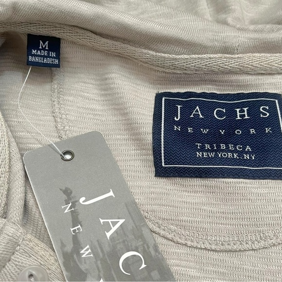 NWT Jachs Cream Tight Knit Hooded Henley Shirt sz M - Picture 3 of 9